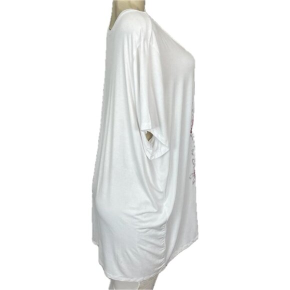 Torrid +5 White Metallic Pink Sequin Lightning Animal Print Short Sleeve Tee - Picture 3 of 6